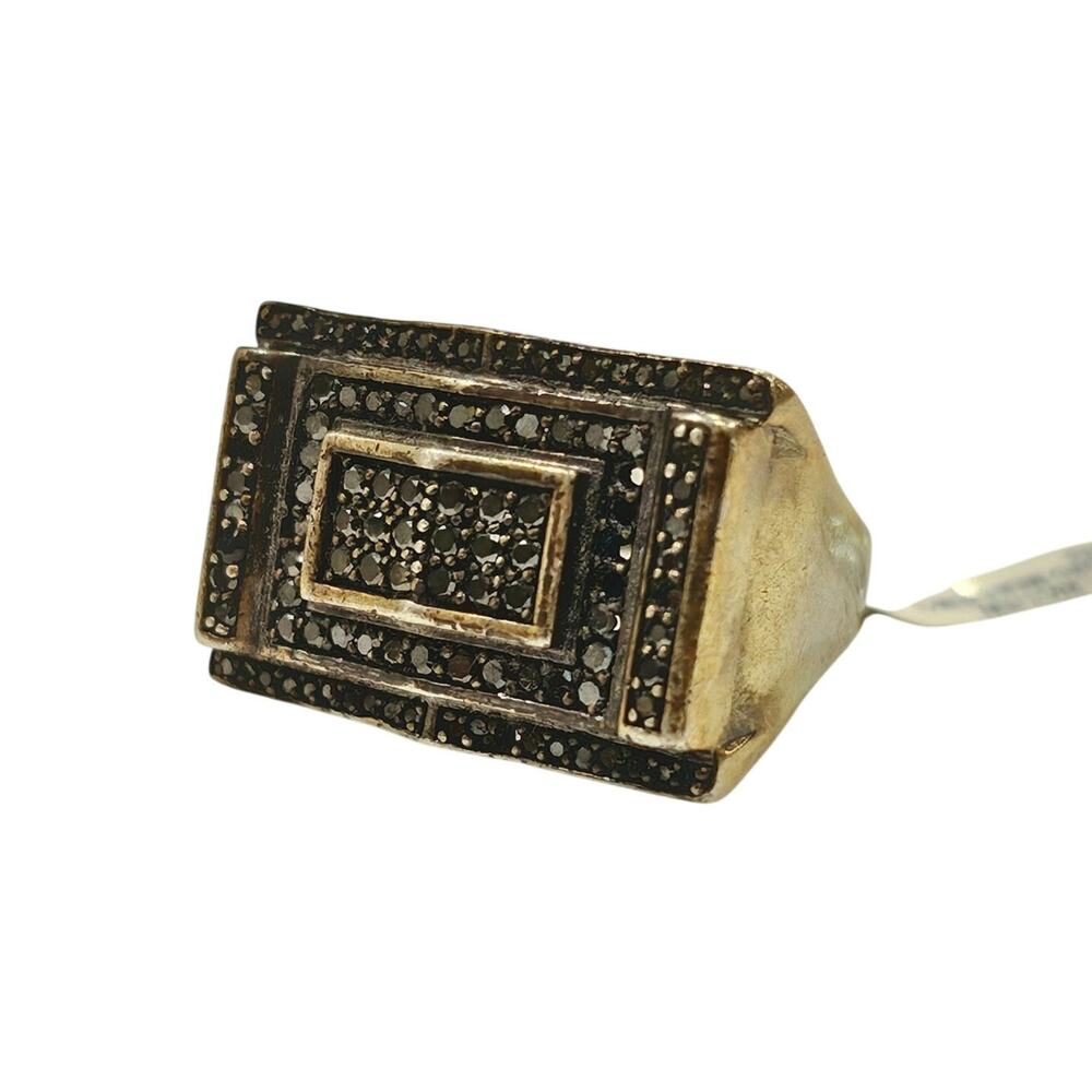 Statement Black Diamond Vermeil Sterling Men's Ring